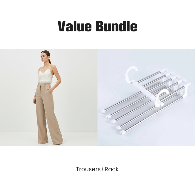 Women's High-Waist Wide-Leg Solid Color Trousers