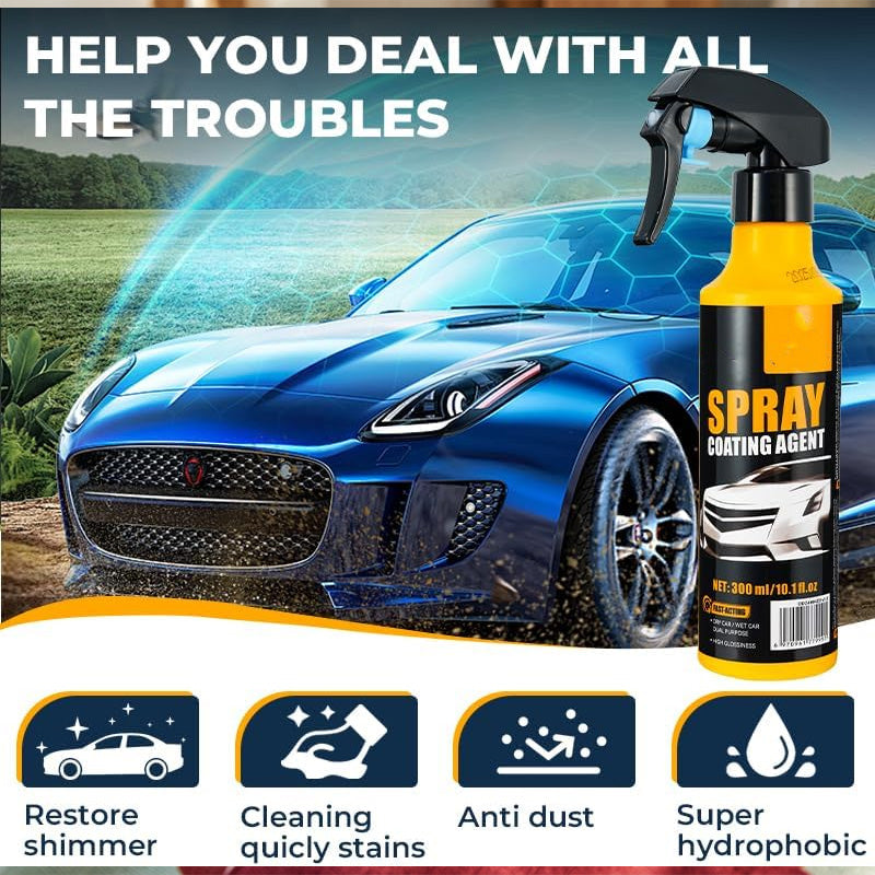 3‑in‑1 SiO₂ Ceramic Quick Coat Spray – Waterless Wash, Streak‑Free Gloss & Rain‑Beading Shield