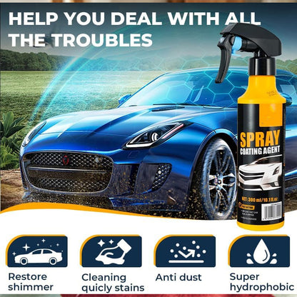 3‑in‑1 SiO₂ Ceramic Quick Coat Spray – Waterless Wash, Streak‑Free Gloss & Rain‑Beading Shield