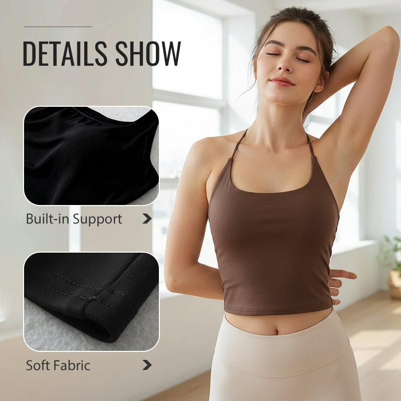 👚 49% OFF FLASH SALE ! ⚡ Women's Open Back Top with Built-in Bra – Stylish Backless Design, Built-in Bra for Comfort, Breathable & Versatile 🌸