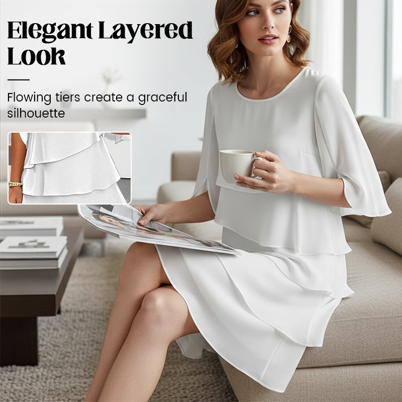 🌸Spring Sale 50% OFF🎁👗Women's Elegant Layered Ruffle Sleeve Dress – Effortless Style for Every Occasion💃