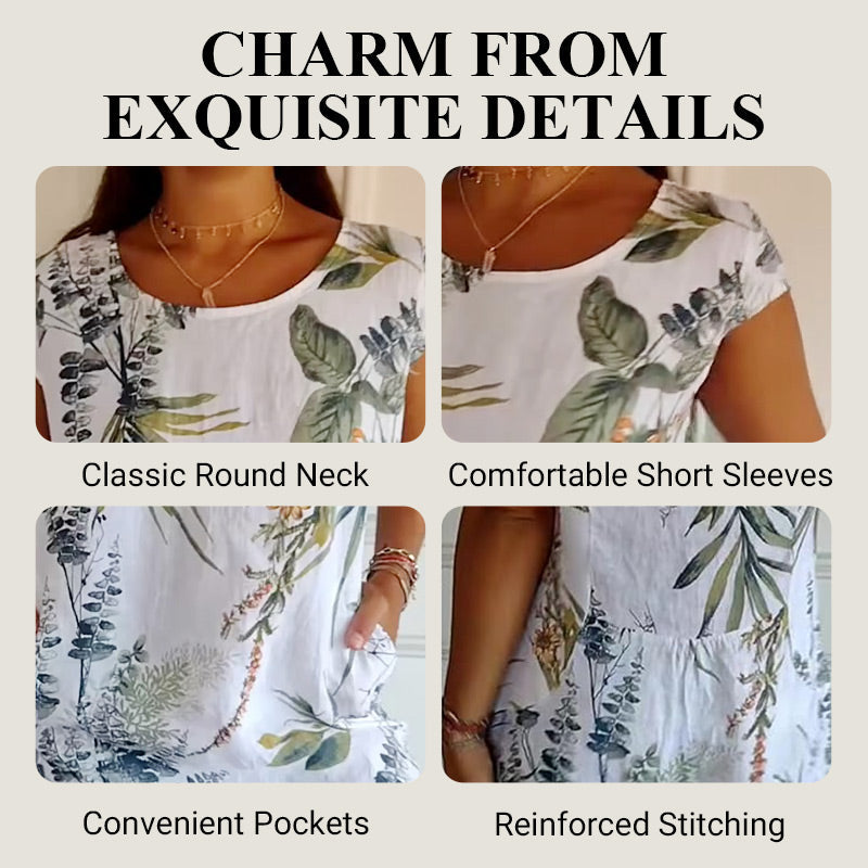 💎 50% OFF! 💎 Women's Short Sleeve Printed Dress – Lightweight, Flattering Fit & Everyday Spring Style 🌸
