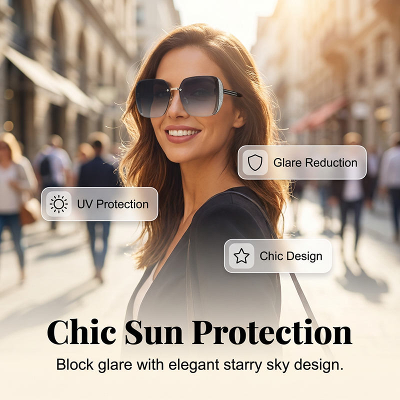 Elegant Starry Temple Rimless Sunglasses