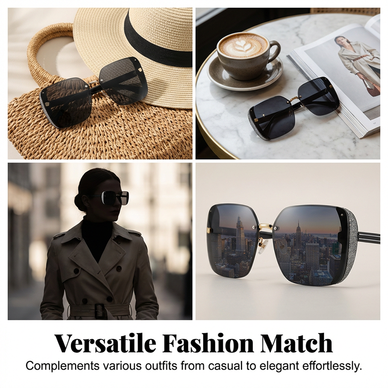 Elegant Starry Temple Rimless Sunglasses