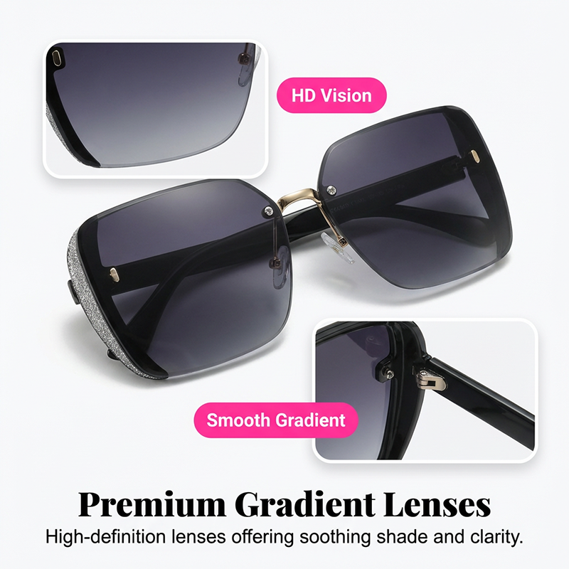 Elegant Starry Temple Rimless Sunglasses
