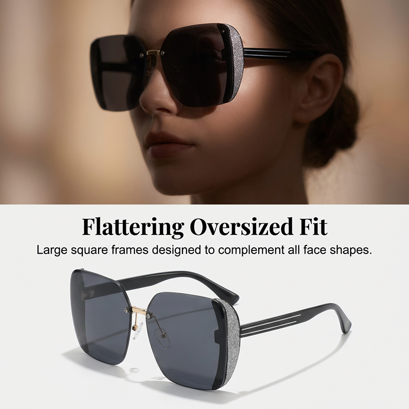 Elegant Starry Temple Rimless Sunglasses