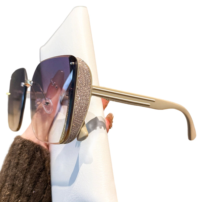 Elegant Starry Temple Rimless Sunglasses