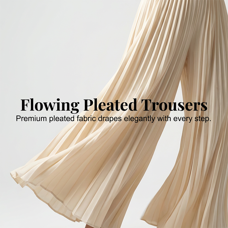 🔥50% OFF🔥Elegant V-Neck Pleated Wide-Leg Jumpsuit