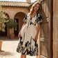 💥Soft Botanical Print V-Neck Midi Dress – Elegant, Lightweight & All-Match