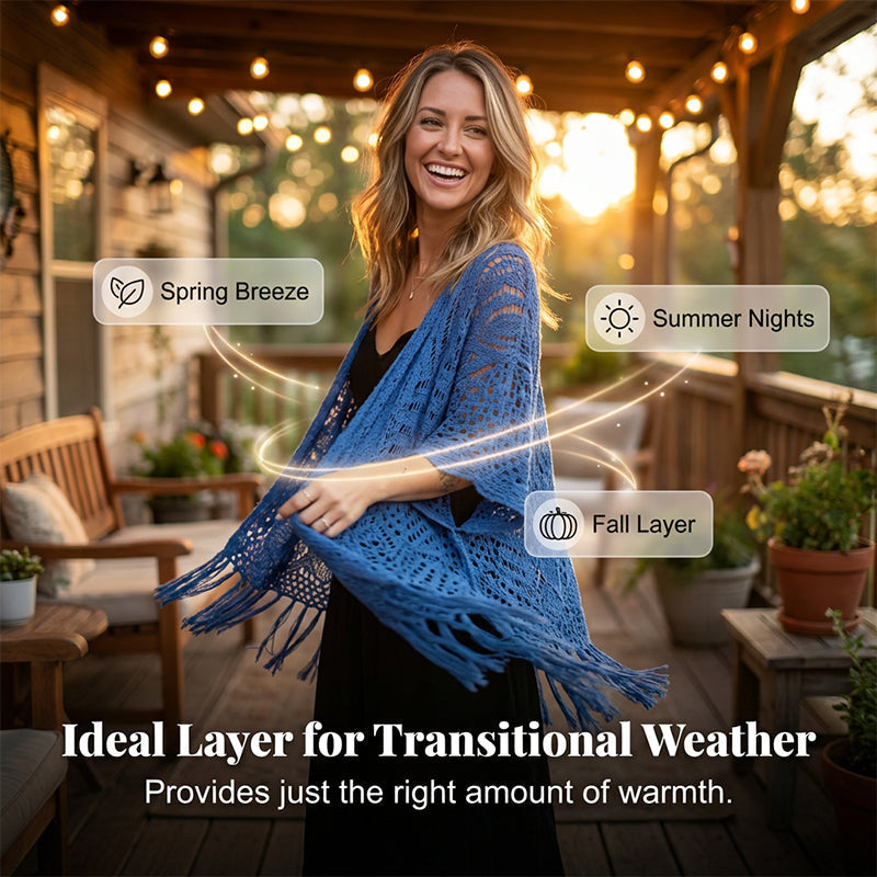 🥳2026 HOT SALE🥳💞50K+ SOLD!👗🌿 50% OFF! Women's Open-Front Knit Cover-Up – Breathable hollow-out knit, tassel fringe hem. Flattering draped silhouette. Wear over swimwear or with jeans. Beach or city ready. 🌊✨