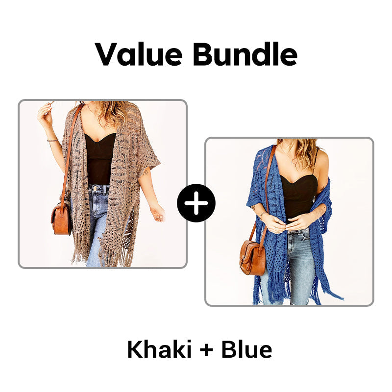 🥳2026 HOT SALE🥳💞50K+ SOLD!👗🌿 50% OFF! Women's Open-Front Knit Cover-Up – Breathable hollow-out knit, tassel fringe hem. Flattering draped silhouette. Wear over swimwear or with jeans. Beach or city ready. 🌊✨
