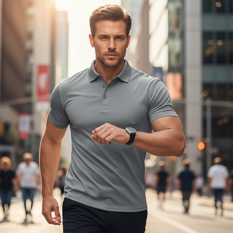 Men's Quick-Dry Short-Sleeve Lapel T-Shirt
