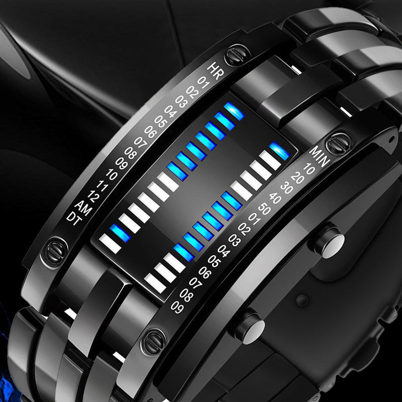 🏆50% OFF NOW! ⏳ Binary LED Watch – Stainless steel, blue light, sporty & water-resistant – modern style ⚡