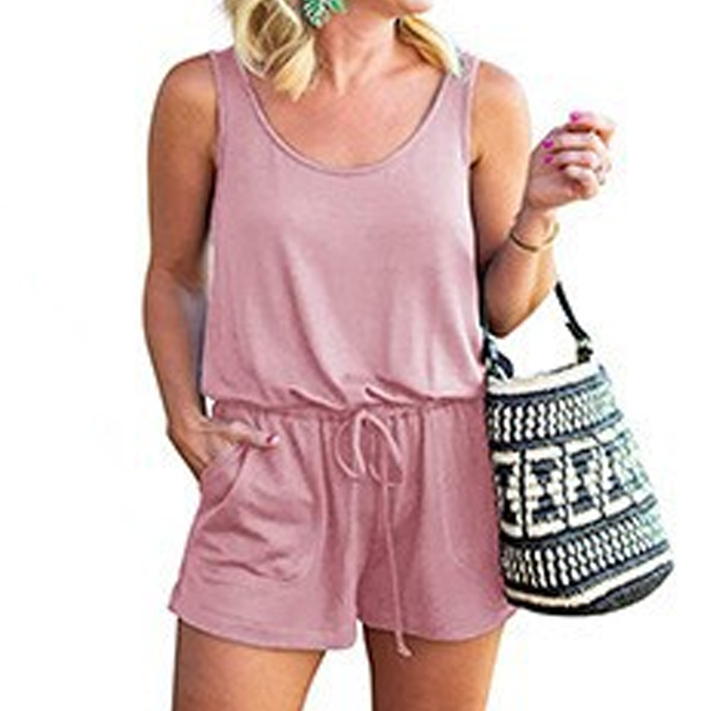 Women's Casual Sleeveless Drawstring Romper