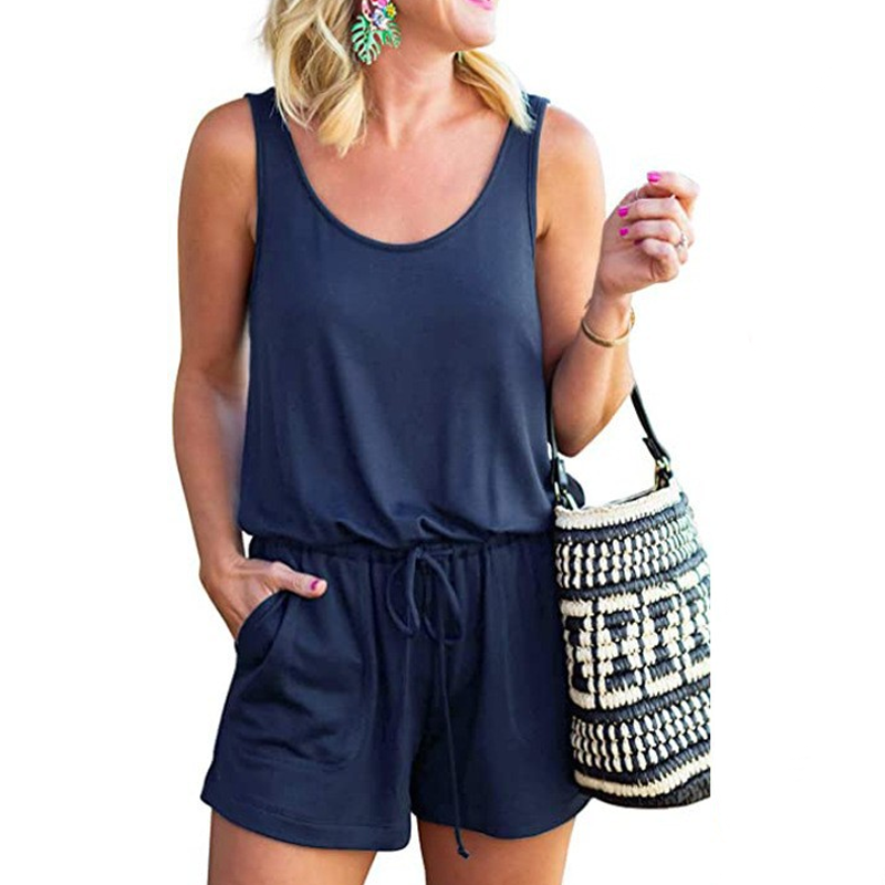 Women's Casual Sleeveless Drawstring Romper