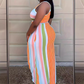 Women's Sleeveless Striped Bodycon Maxi Dress