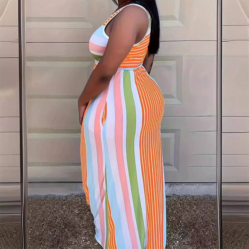 Women's Sleeveless Striped Bodycon Maxi Dress