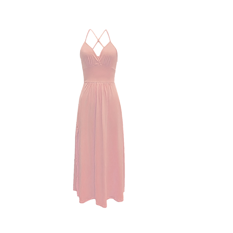 👗 50% OFF NOW! 🌸 V-Neck Spaghetti Strap High Slit Maxi Dress – Flowy Fabric, Elegant Fit & Perfect for Summer Evenings 💃