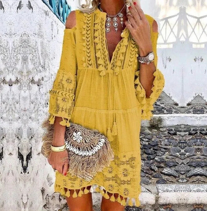 👗Women's Loose Cotton Linen Embroidered Dress🌸