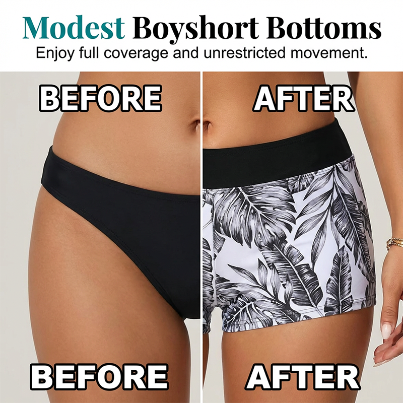 🔥 Limited-Time 50% OFF! 🔥Women's Two-Piece Blouson Tankini with Shorts