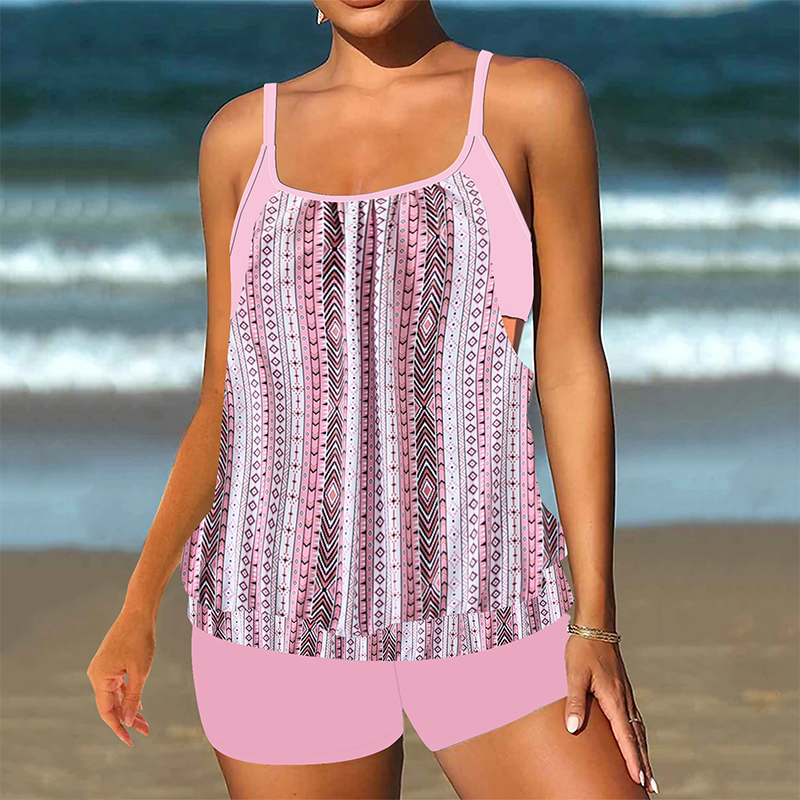 🔥 Limited-Time 50% OFF! 🔥Women's Two-Piece Blouson Tankini with Shorts
