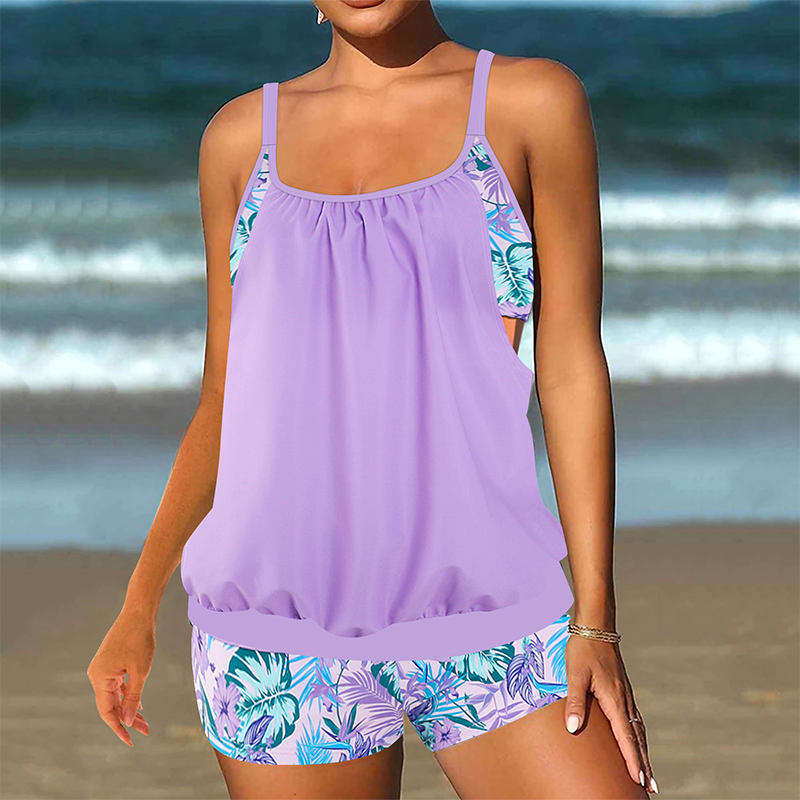 🔥 Limited-Time 50% OFF! 🔥Women's Two-Piece Blouson Tankini with Shorts