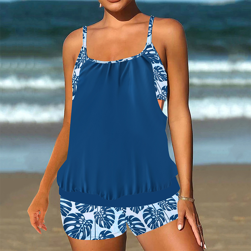 🔥 Limited-Time 50% OFF! 🔥Women's Two-Piece Blouson Tankini with Shorts
