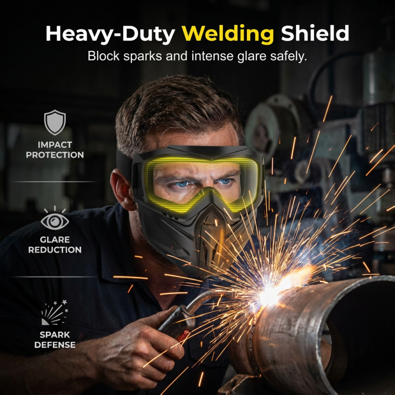 🥳2026 HOT SALE🥳💞50K+ SOLD!🏍️⚡ 50% OFF! Detachable Full Face Goggle Mask – Anti‑fog, windproof & breathable. Quick‑detach goggle system. Weld or ride, face fully protected! 🛡️✨