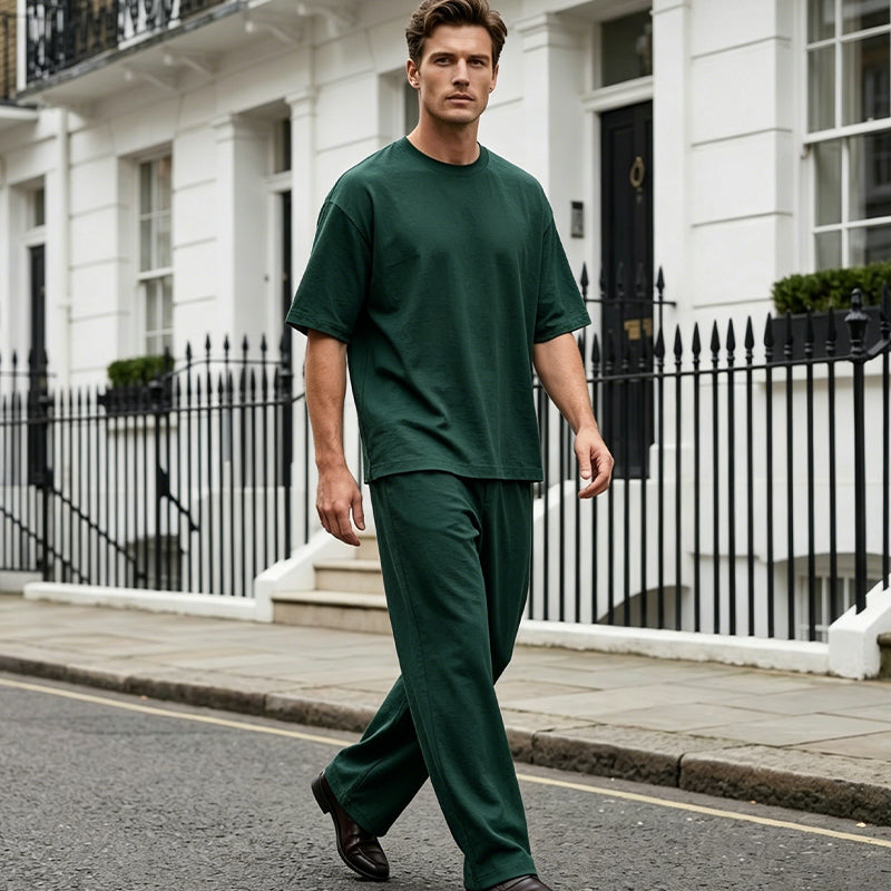 🔥Last Day Sale 50% OFF⏰👔Men's T-Shirt & Wide-Leg Pants 2-Piece Set🎁