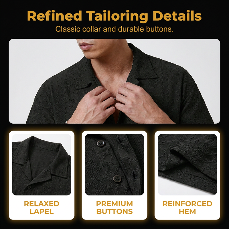 🔥New Hot Selling❤️‍🔥Men's Hollow-Out Short Sleeve Button Shirt