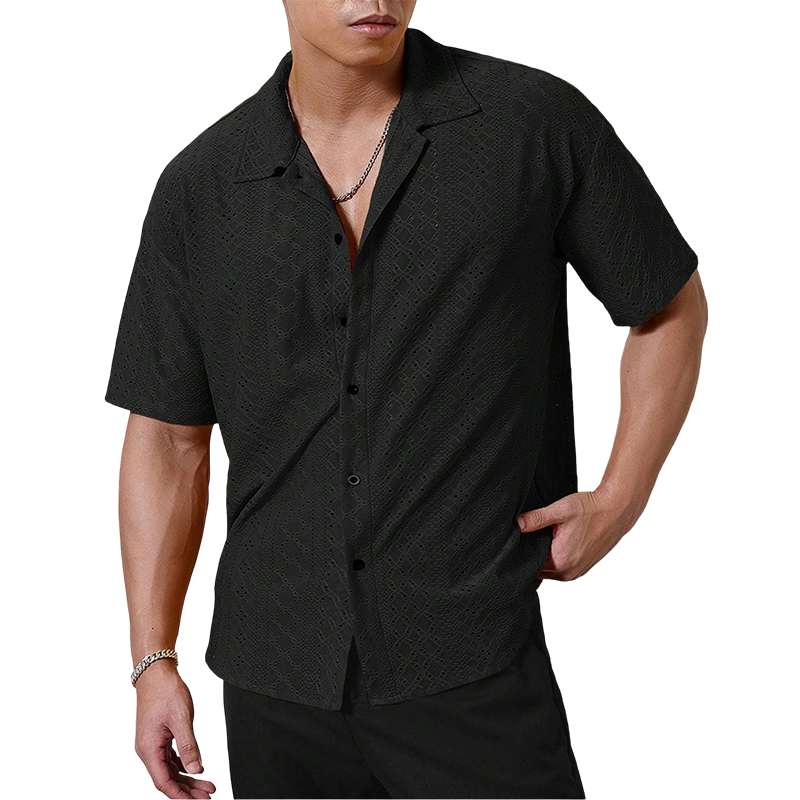 🔥New Hot Selling❤️‍🔥Men's Hollow-Out Short Sleeve Button Shirt