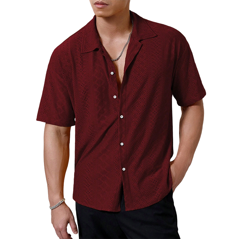 🔥New Hot Selling❤️‍🔥Men's Hollow-Out Short Sleeve Button Shirt