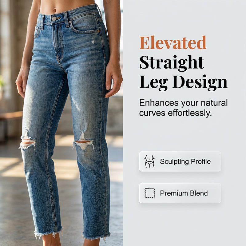Women's Fashionable Slim-Fit Distressed Jeans