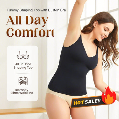 Women's Tummy Shaping Top with Built-In Bra