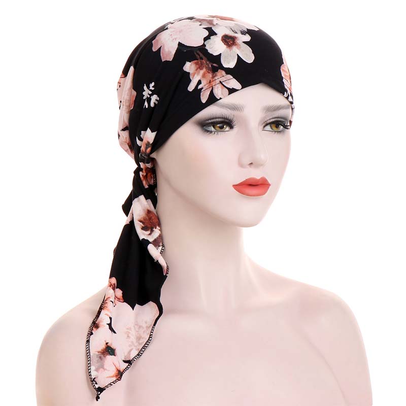 👒 LIMITED-TIME 50% OFF! ✨ Women's Floral Print Pre-Tied Head Scarf Turban – Soft, Elastic, Versatile 🌸