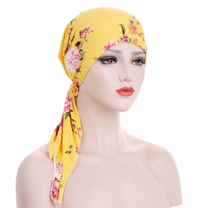 👒 LIMITED-TIME 50% OFF! ✨ Women's Floral Print Pre-Tied Head Scarf Turban – Soft, Elastic, Versatile 🌸