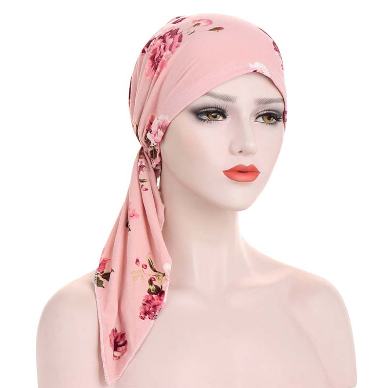 👒 LIMITED-TIME 50% OFF! ✨ Women's Floral Print Pre-Tied Head Scarf Turban – Soft, Elastic, Versatile 🌸