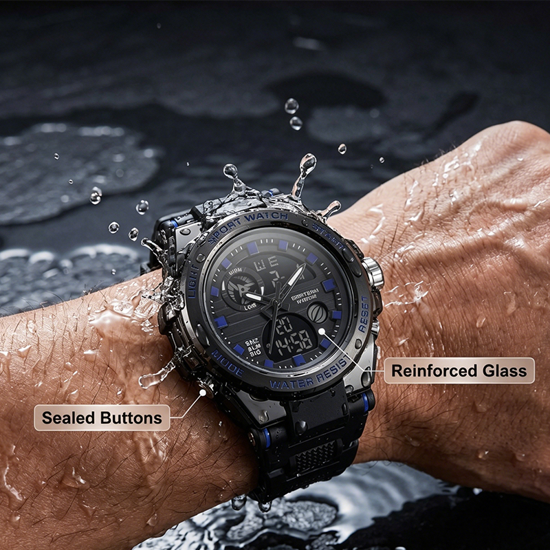 ⌚ LIMITED-TIME 50% OFF! ✨ Men's Waterproof Sports Watch – Dual Display, 3ATM, Shock-Resistant 🏃‍♂️