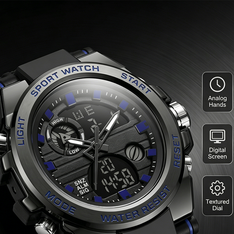 ⌚ LIMITED-TIME 50% OFF! ✨ Men's Waterproof Sports Watch – Dual Display, 3ATM, Shock-Resistant 🏃‍♂️