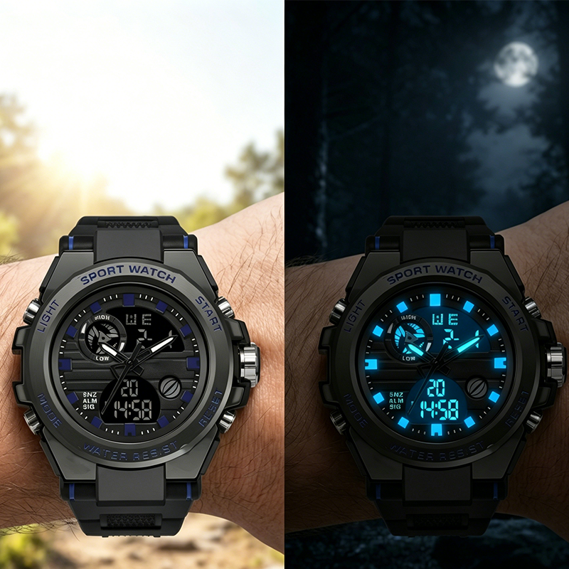 ⌚ LIMITED-TIME 50% OFF! ✨ Men's Waterproof Sports Watch – Dual Display, 3ATM, Shock-Resistant 🏃‍♂️