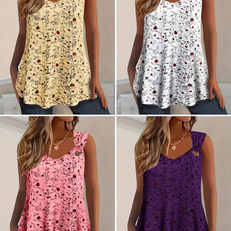 👚 50% OFF NOW! 🌸 Women's Summer Floral Print Sleeveless Tank Top Plus Size
