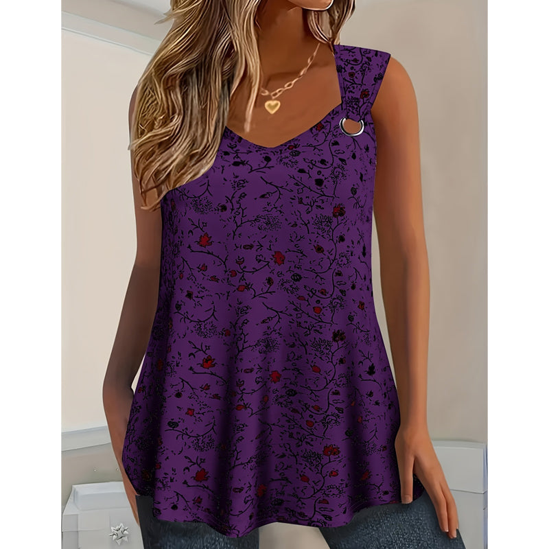 👚 50% OFF NOW! 🌸 Women's Summer Floral Print Sleeveless Tank Top Plus Size