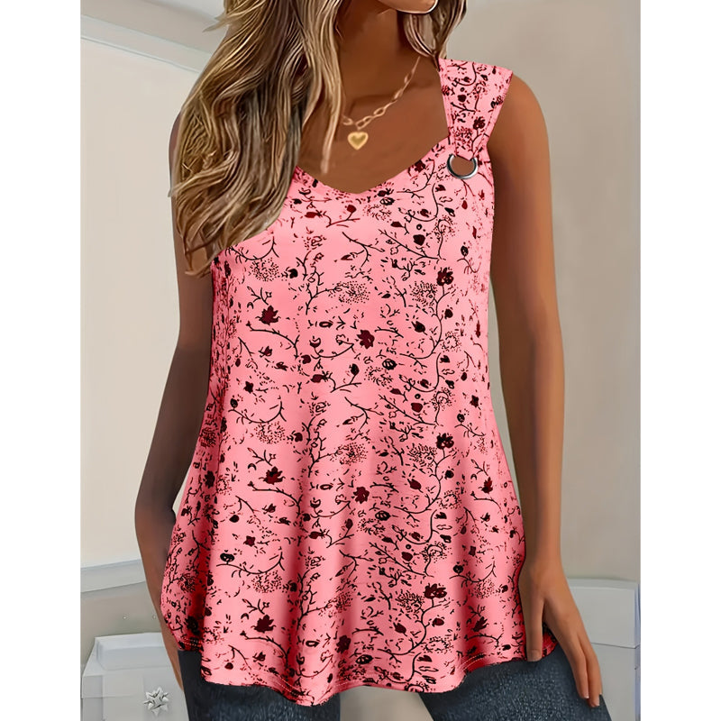 👚 50% OFF NOW! 🌸 Women's Summer Floral Print Sleeveless Tank Top Plus Size