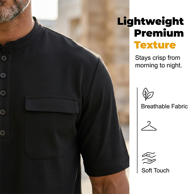 ⏳Limited-time 50% off⏰Men's Modern Casual Band Collar Two-Piece Set👕👖
