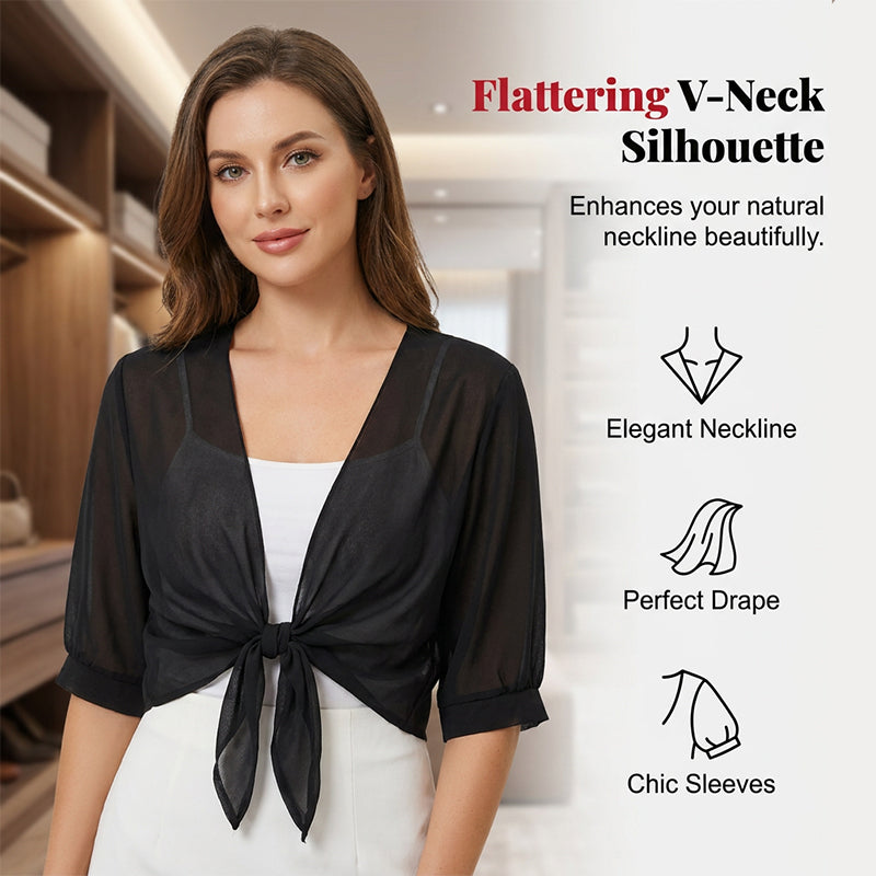 👚 50% OFF NOW! 📢🎁Buy Now Get Free Gift ⏳ Women's Chiffon Tie-Front Top – Summer layering essential – Lightweight, breathable & perfect for beach or brunch 🌸