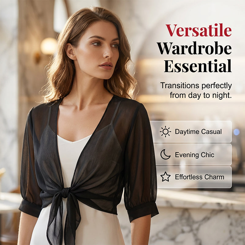 👚 50% OFF NOW! 📢🎁Buy Now Get Free Gift ⏳ Women's Chiffon Tie-Front Top – Summer layering essential – Lightweight, breathable & perfect for beach or brunch 🌸