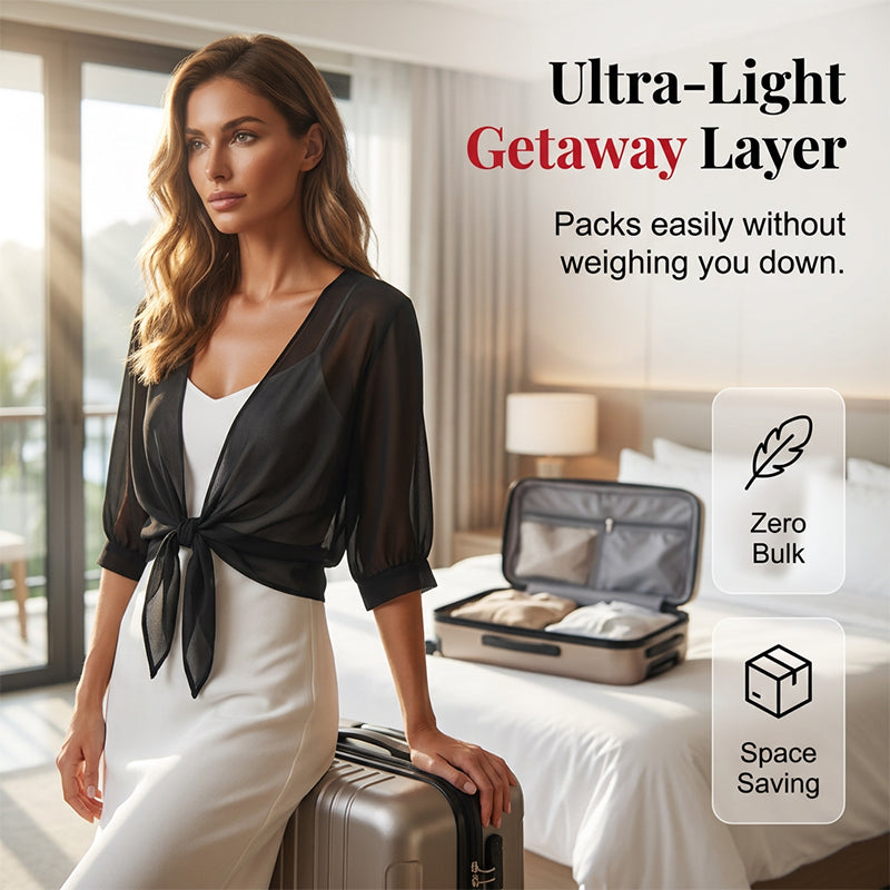 👚 50% OFF NOW! 📢🎁Buy Now Get Free Gift ⏳ Women's Chiffon Tie-Front Top – Summer layering essential – Lightweight, breathable & perfect for beach or brunch 🌸