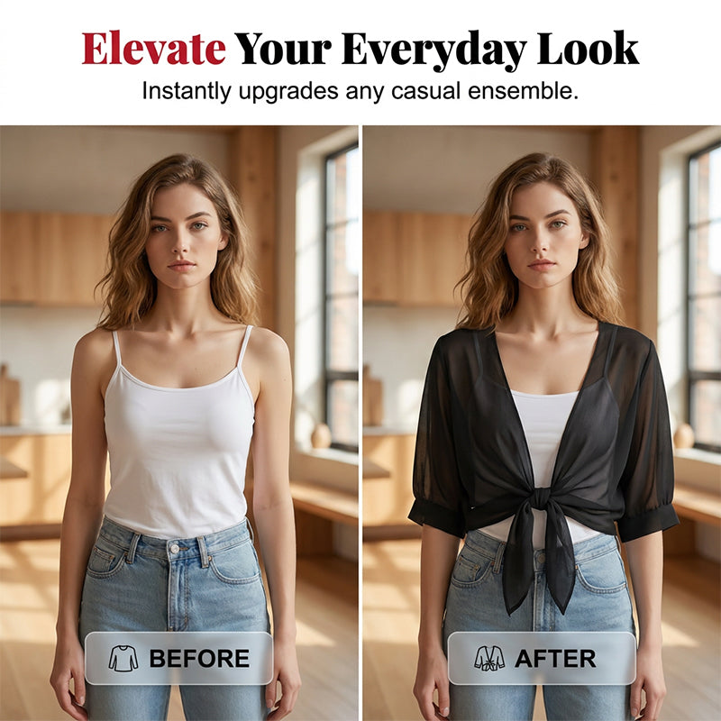 👚 50% OFF NOW! 📢🎁Buy Now Get Free Gift ⏳ Women's Chiffon Tie-Front Top – Summer layering essential – Lightweight, breathable & perfect for beach or brunch 🌸