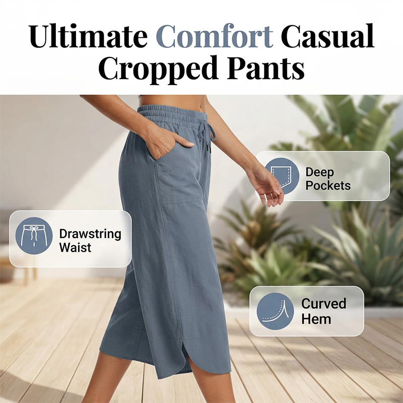 📢📢50% OFF !! ⏰Women's Solid-Color Loose-Fit Cropped Pants