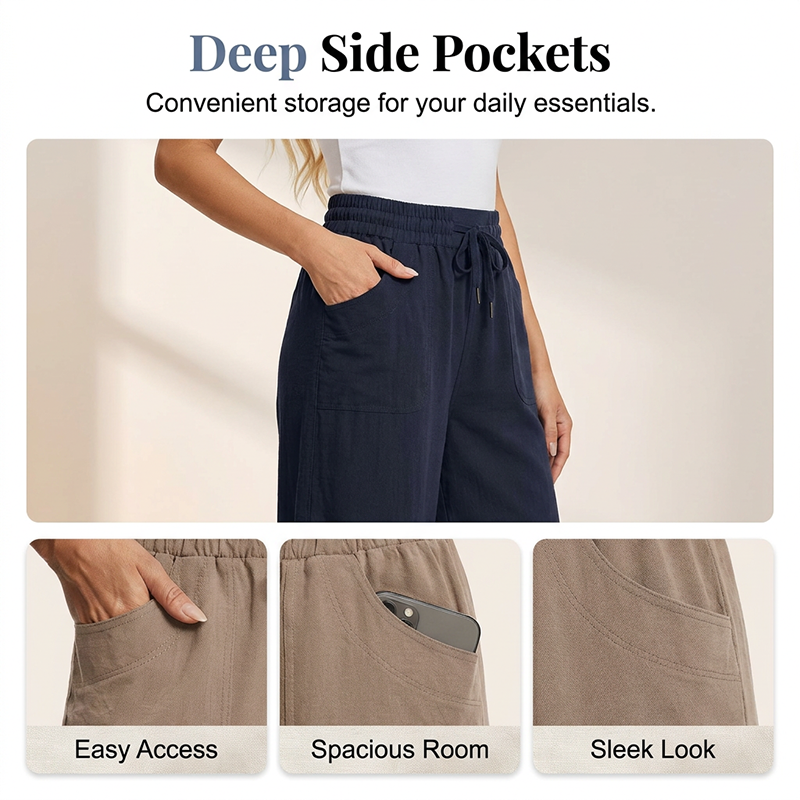 📢📢50% OFF !! ⏰Women's Solid-Color Loose-Fit Cropped Pants
